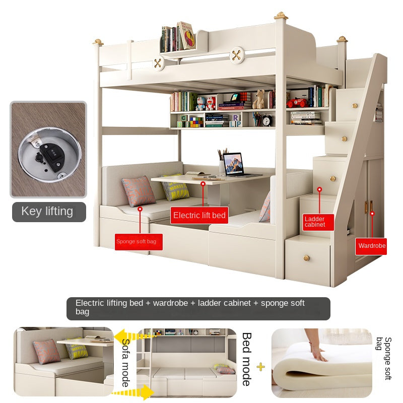 All solid wood simple upper and lower children's beds