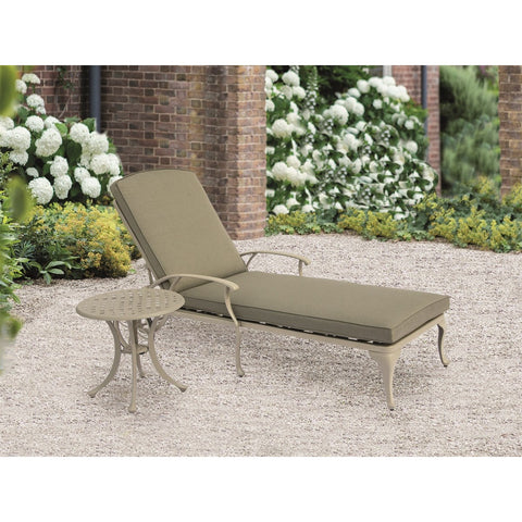 Stone Cast Aluminium Lounger with Wheels & Side Tablegarden