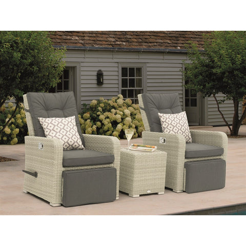 Cloud Rattan Recliner Set with Integrated Footstools & Side Tablegarden