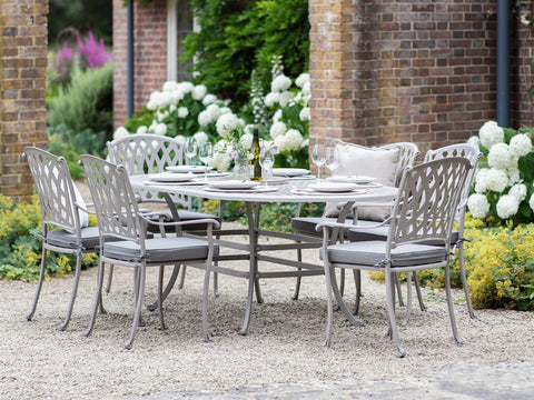 Stone Cast Aluminium 6 Seat Elliptical Dining Setgarden