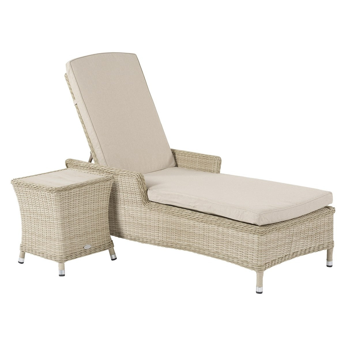 Sandstone Rattan Lounger with Side Tablegarden