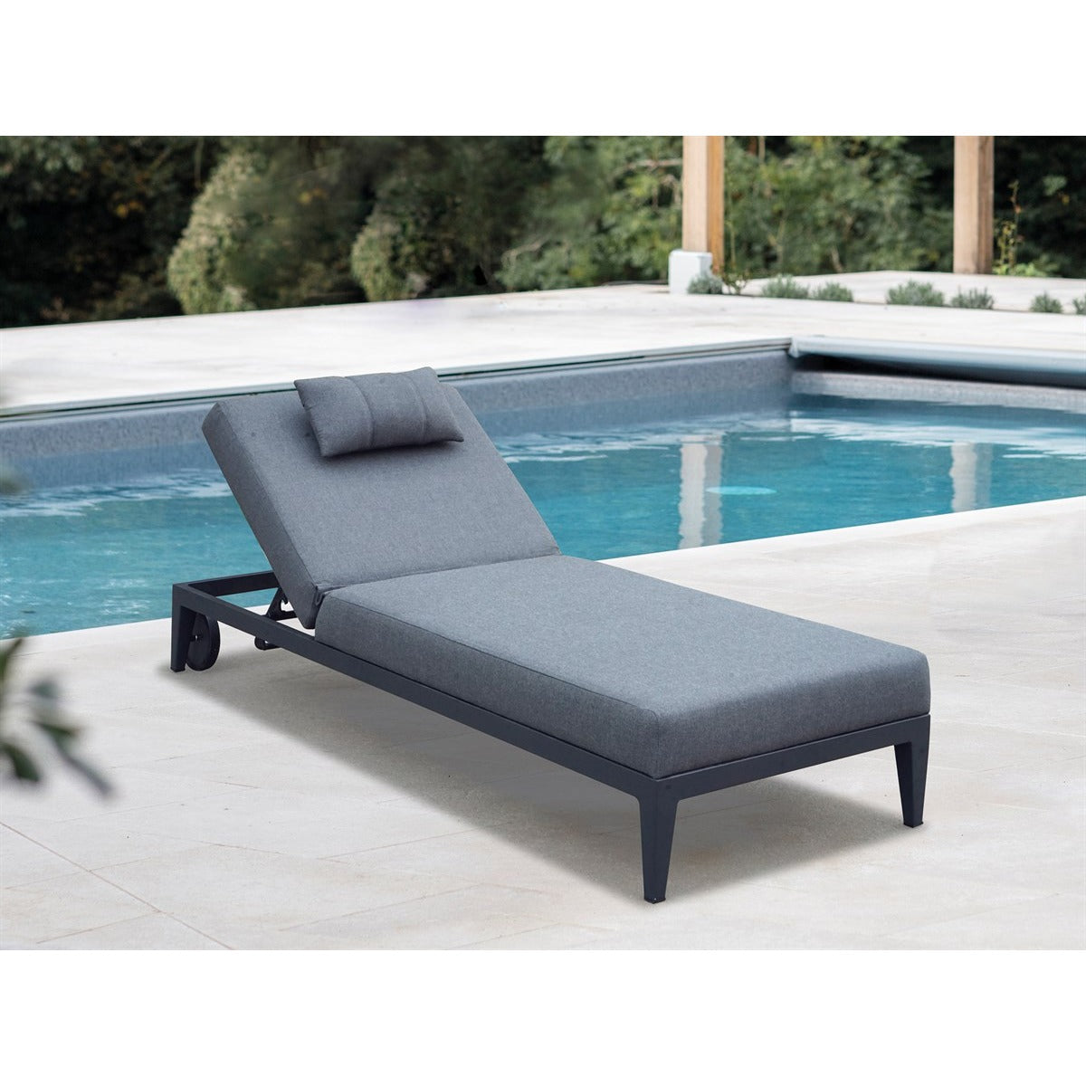 Charcoal Lounger with Wheelsgarden