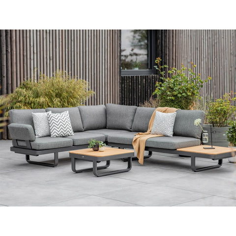 L-Shape Lounge Set With Teak Side & Coffee Tablegarden