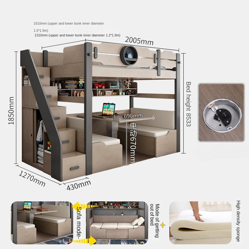 Upper and lower multi-function combined bed