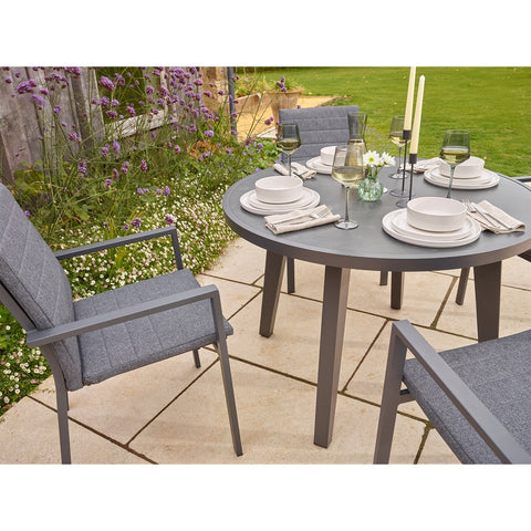 4 Seat Round Dining Set with Parasol & Basegarden