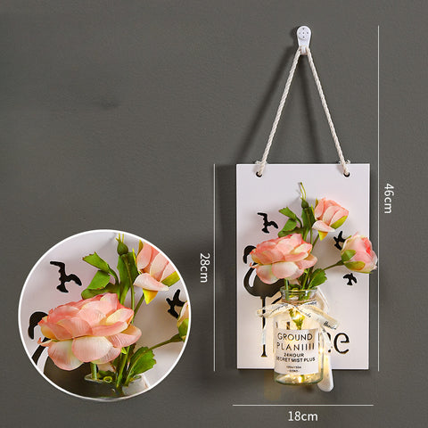 Wall flower basket ornaments live room wall bionic flower background decoration