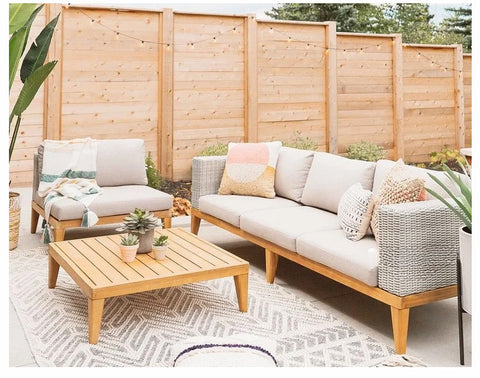 Garden rattan woven solid wood sofa combination sunscreen and rainproof furnituregarden