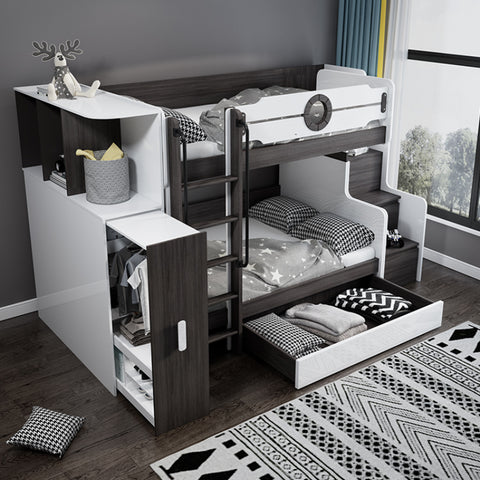 Up-down multifunctional oak children's bed