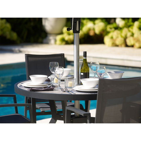 4 Seat Round Dining Set with Parasol & Basegarden