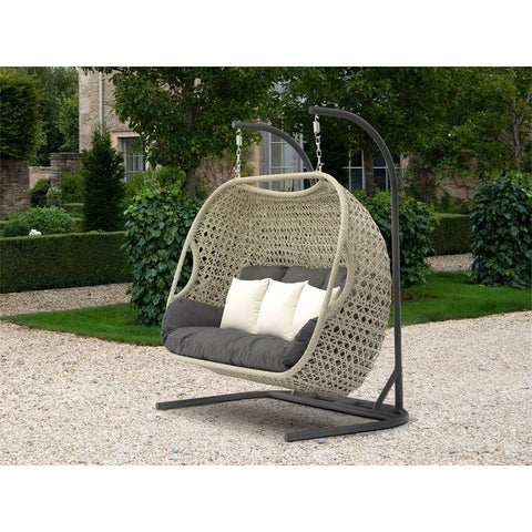 Dove Grey Rattan Triple Hanging Cocoongarden