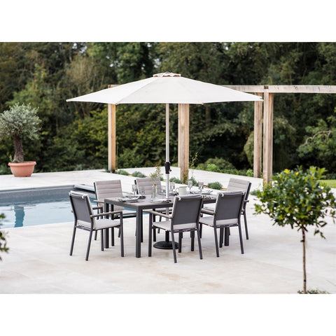 6 Seat Rectangle Dining Set with Parasol & Basegarden