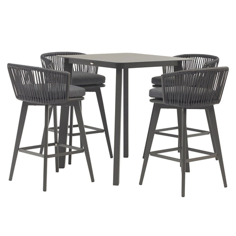 Anthracite Square Bar Table with 4 Bar Chairsgarden