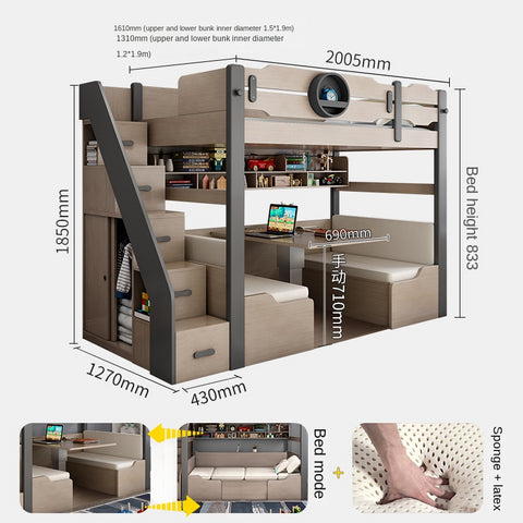 Upper and lower multi-function combined bed