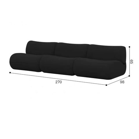 French retro fabric sofa without armrests straight row modern small apartment living room black module medieval sofa combination