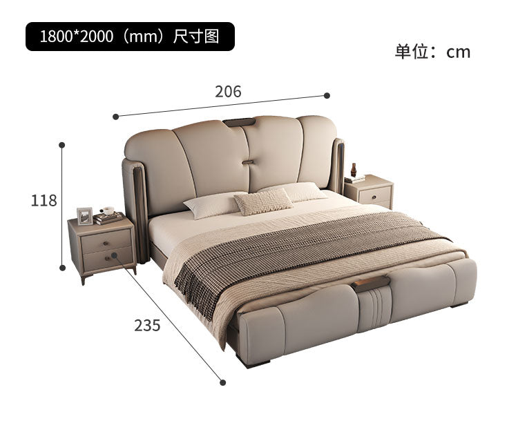 New high-end modern minimalist leather king bed