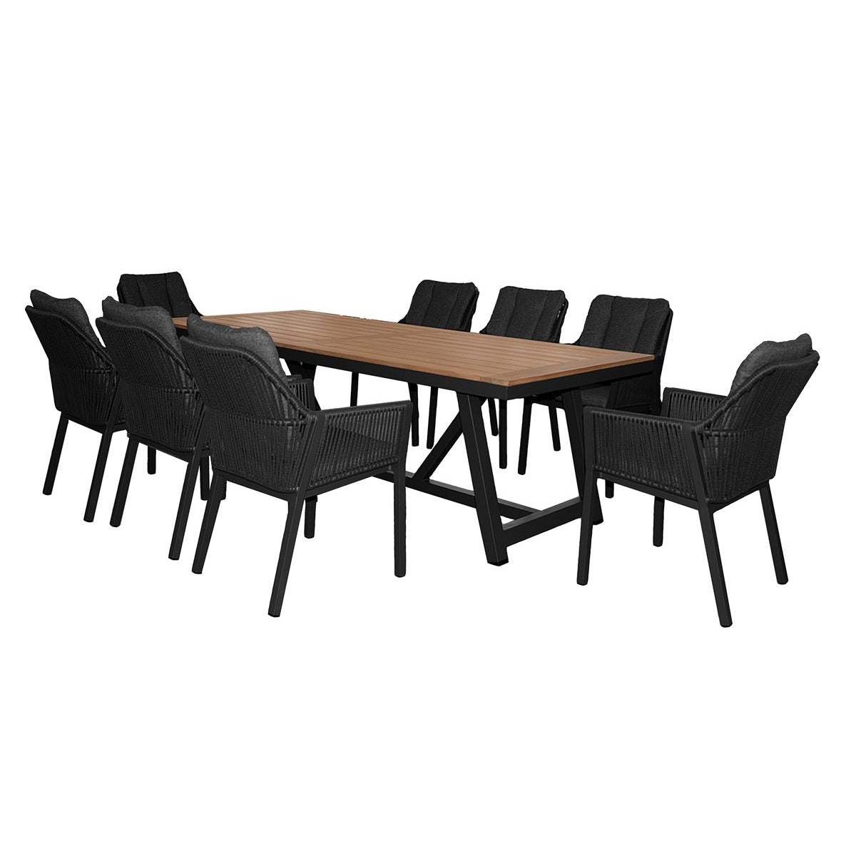 Marino Teak Rectangle Table with 8 Deluxe Chairsgarden