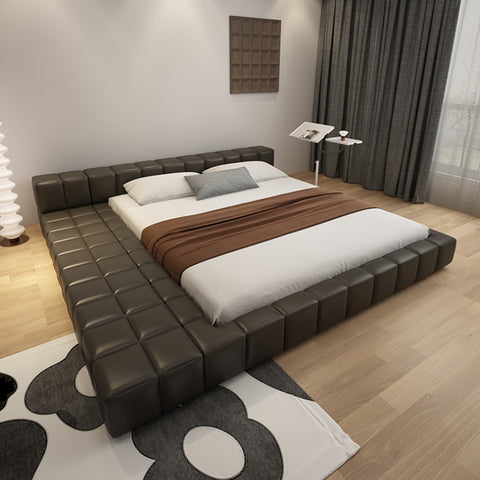 Italian minimalist leather bed