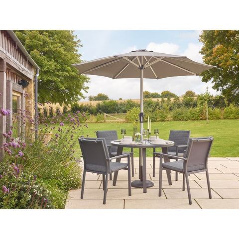 4 Seat Round Dining Set with Parasol & Basegarden