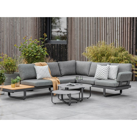 L-Shape Lounge Set With Side & Duo Coffee Tablesgarden