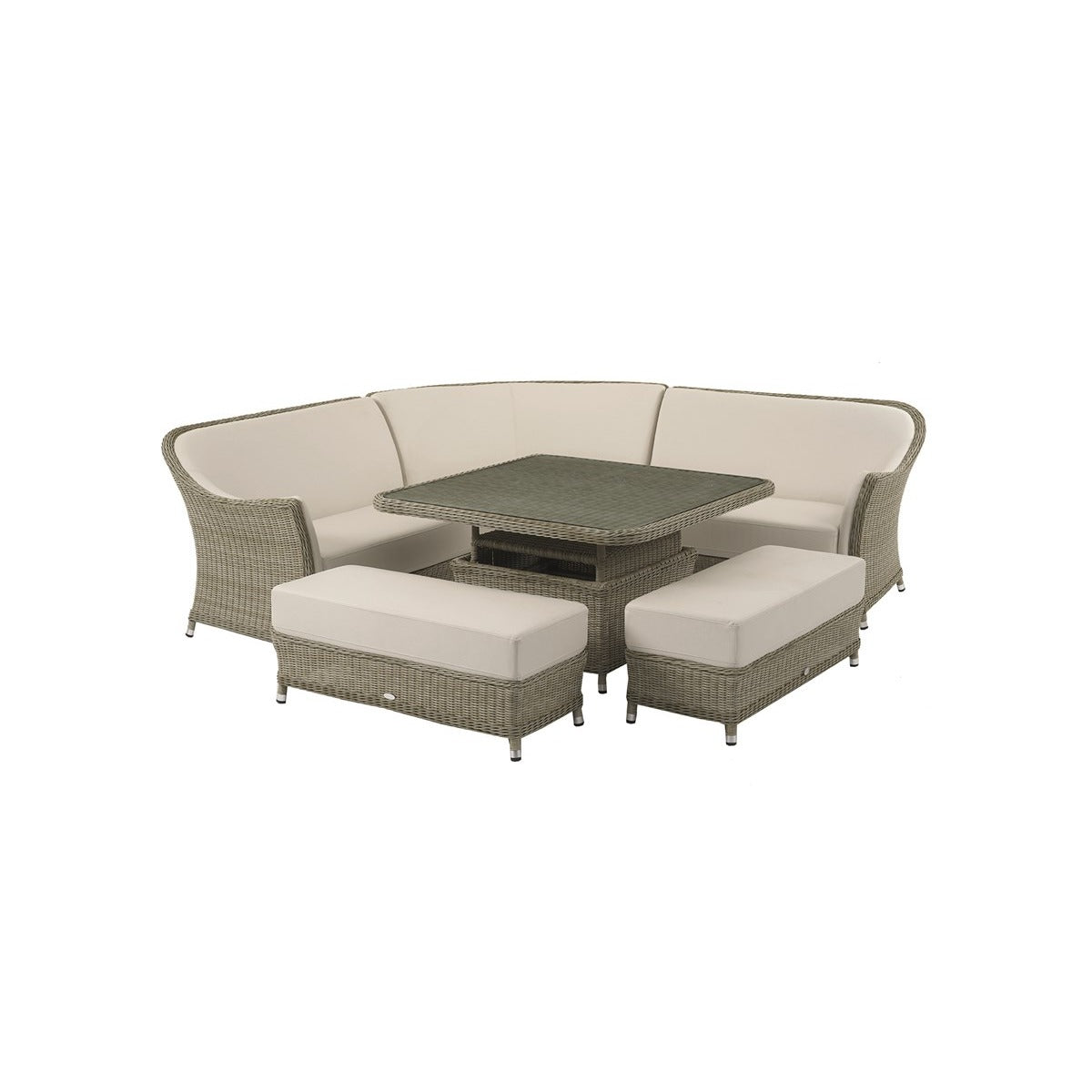 Carlo Corner Sofa with Square Dual Height Table & 2 Benchesgarden