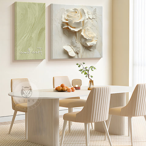 Cream Restaurant Decorative Painting Abstract Art Flower Hanging Painting