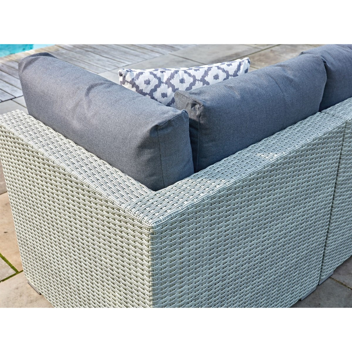 Cloud Rattan L-Shape Sofa with Rectangle Dual Height Table, Armchair & Benchgarden