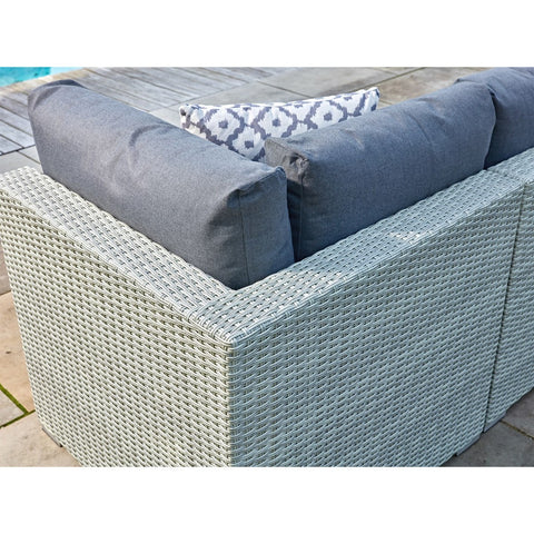 Cloud Rattan L-Shape Sofa with Rectangle Dual Height Table, Armchair & Benchgarden