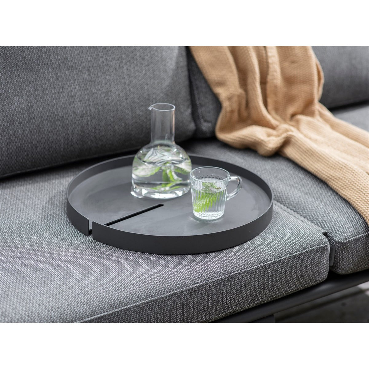 Charcoal Side Tray Table With Removable Topgarden