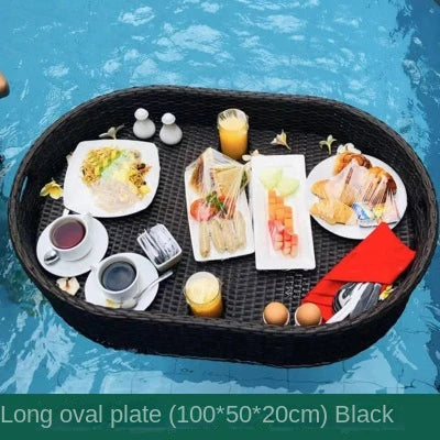 Simple Internet celebrity rattan basket floating round water tray Bali homestay hotel villa swimming pool dinner plate garden