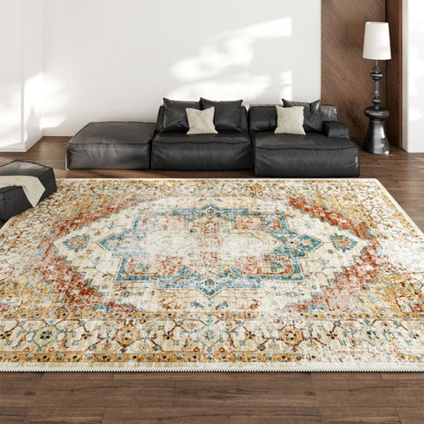 Retro living room carpet, bedroom, bedside high-end sofa, non slip floor mat