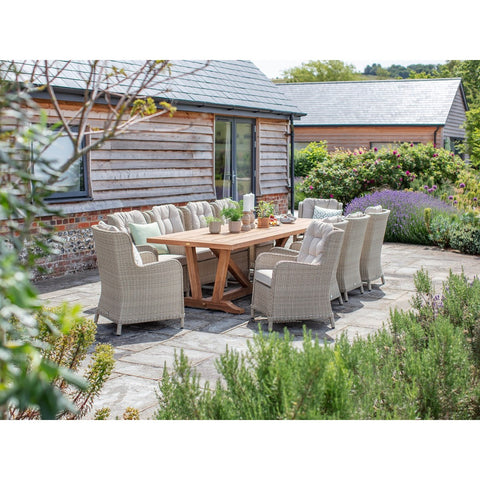 Teak Rectangle Table with 10 Chedworth Rattan Chairsgarden