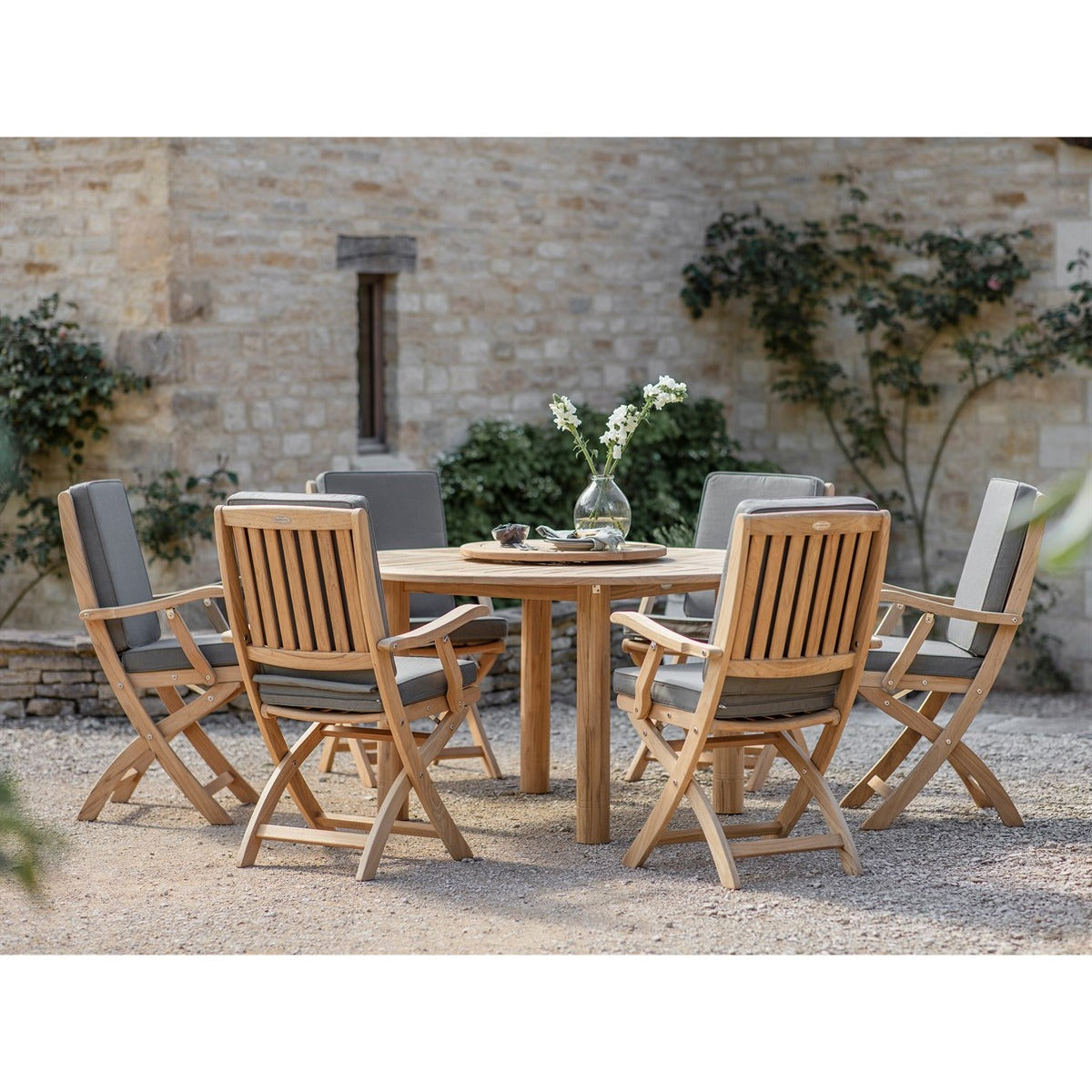 Teak 6 Seat Round Dining Setgarden