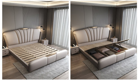 Modern minimalist high-end luxury leather big bed