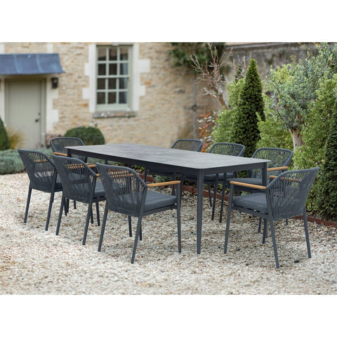 8 Seat Rectangle Dining Set with Parasol & Basegarden