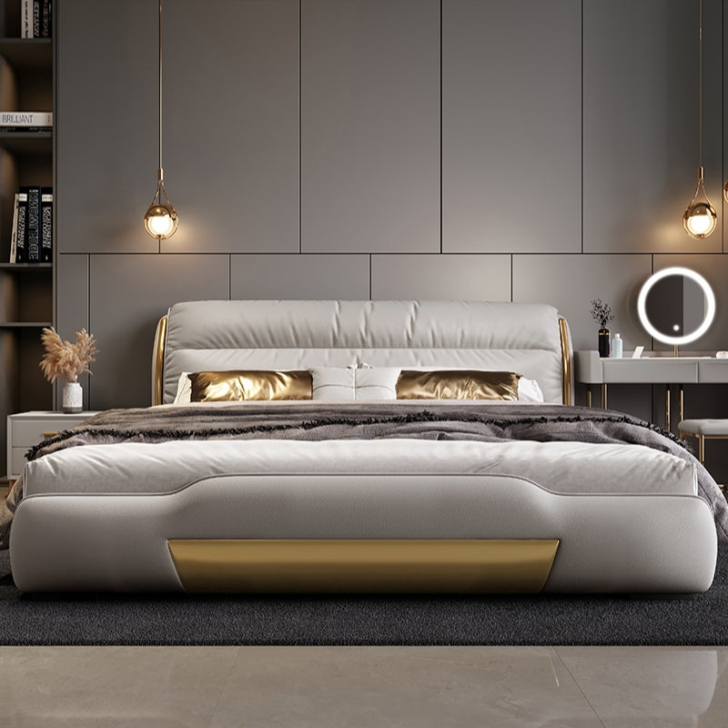 Modern minimalist high-end luxury leather king bed