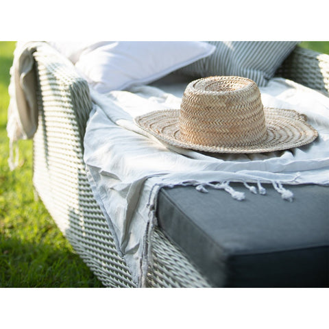 Dove Grey Rattan Lounger with Side Tablegarden