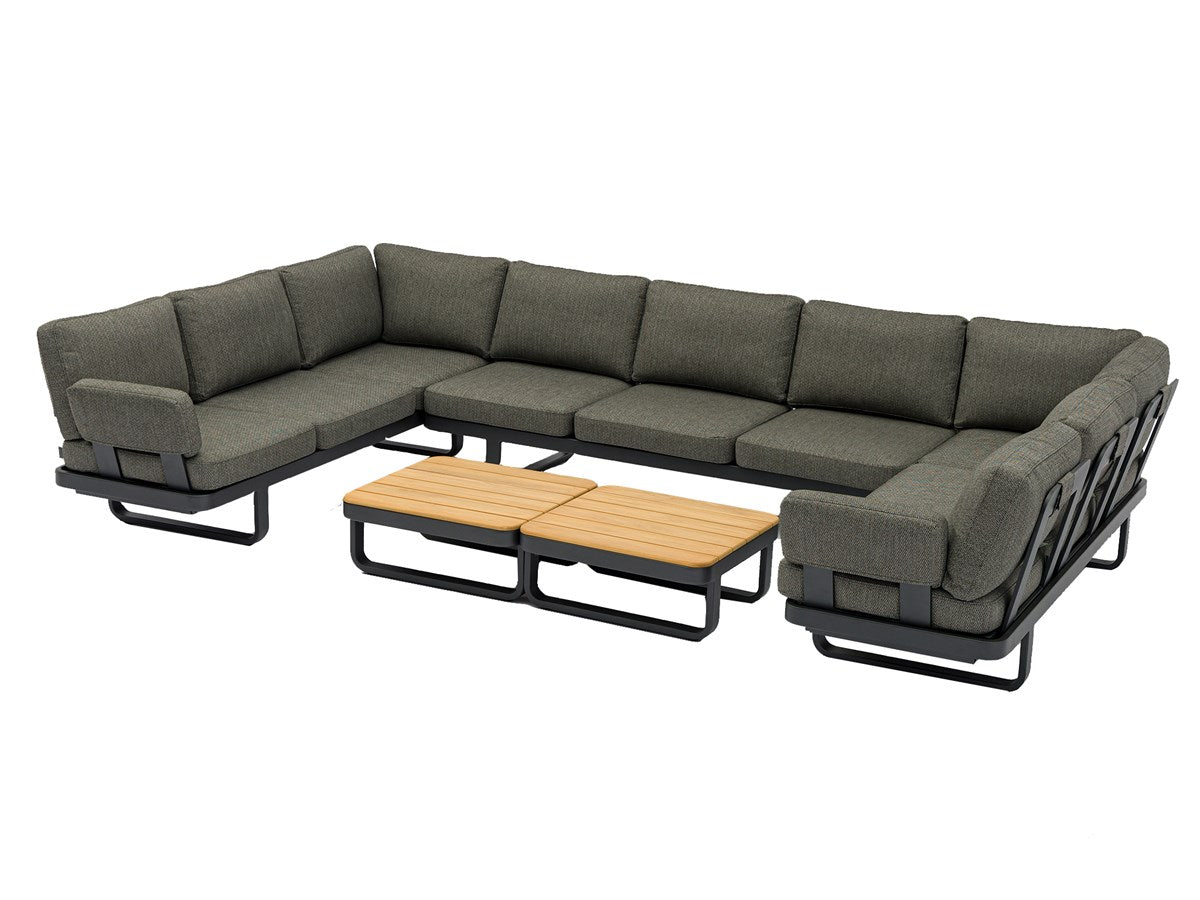 U-Shape Sofa Set with Square Teak Coffee Tablesgarden