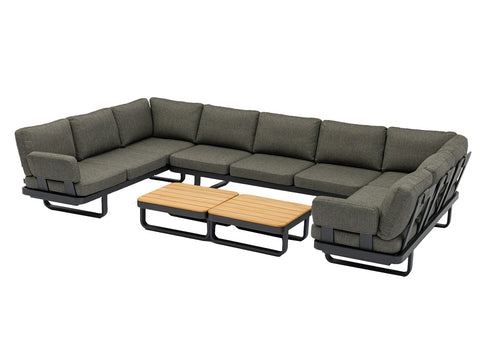 U-Shape Sofa Set with Square Teak Coffee Tablesgarden