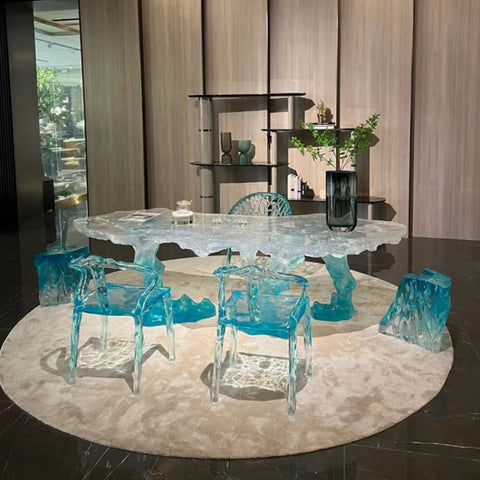 Transparent Platinum Crystal Resin Tea Table