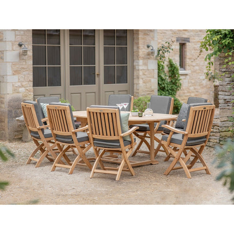 Teak 8 Seat Oval Dining Setgarden