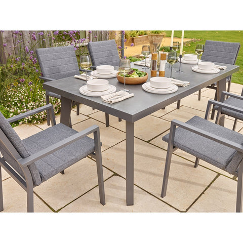 6 Seat Rectangle Dining Set with Parasol & Basegarden