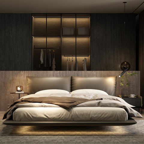 Italian modern leather suspension bed