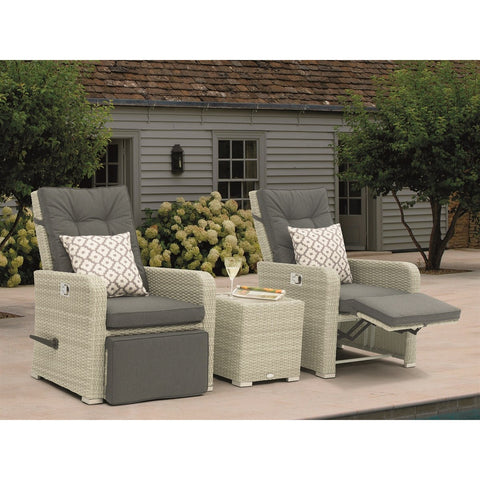 Cloud Rattan Recliner Set with Integrated Footstools & Side Tablegarden