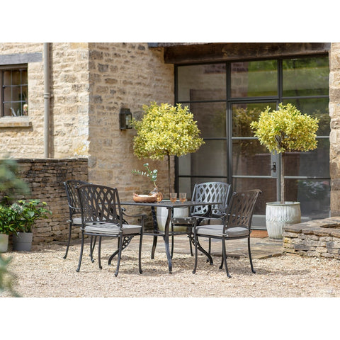 Black Cast Aluminium 4 Seat Square Dining Setgarden