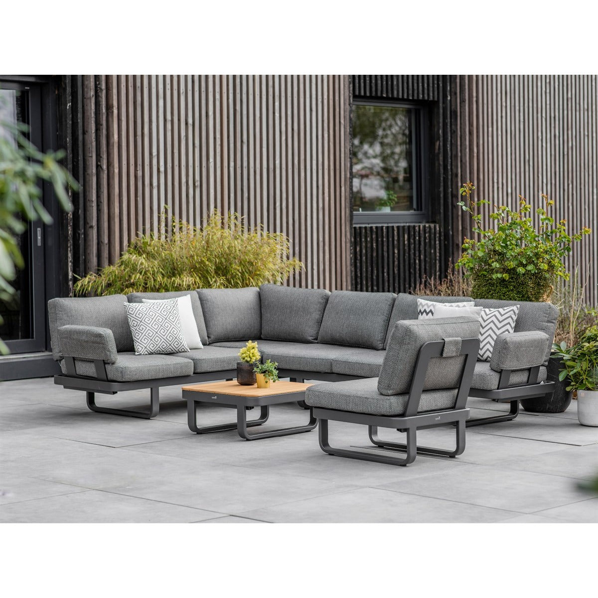 L-Shape Sofa Set with Square Teak Coffee Tablegarden