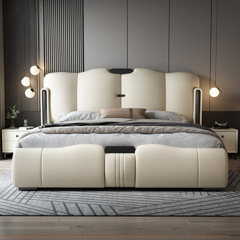 Modern high-end leather storage bed