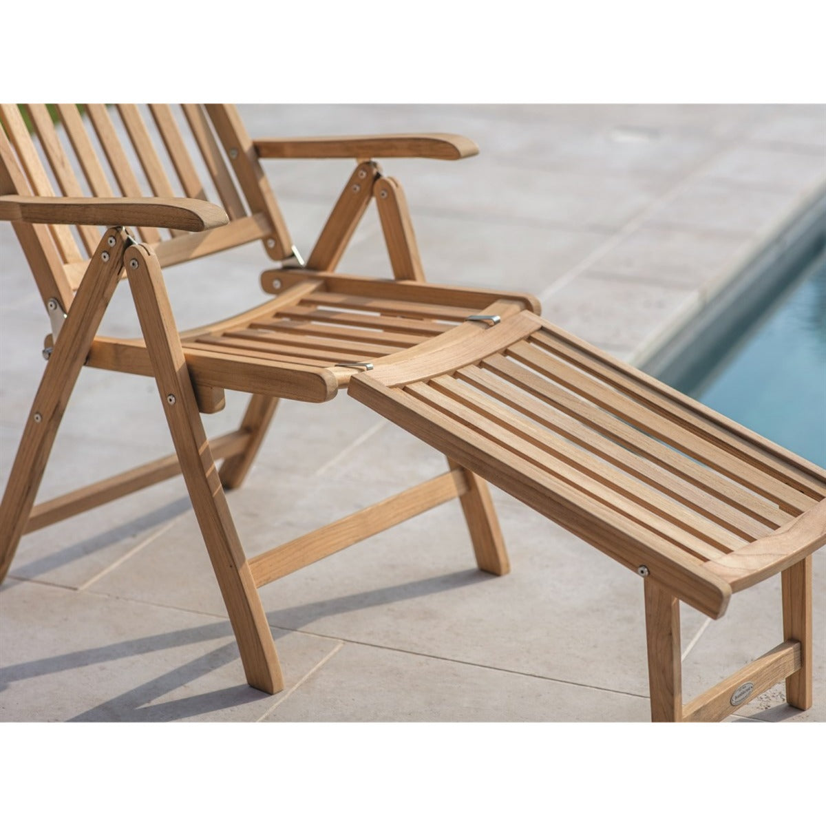 Teak Recliner Set with 2 Footstools & Side Tablegarden