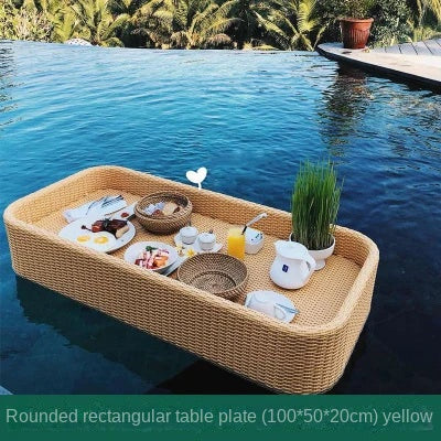 Simple Internet celebrity rattan basket floating round water tray Bali homestay hotel villa swimming pool dinner plate garden