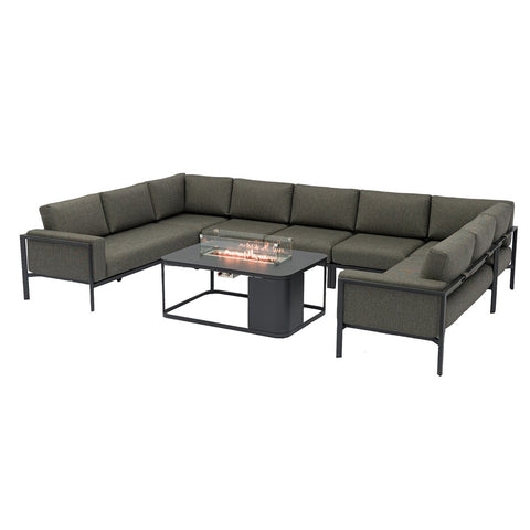 U-Shape Sofa Set with Rectangle Firepit Tablegarden