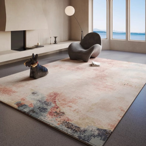 Minimalist high-end living room carpet, sofa, tea table and floor mat